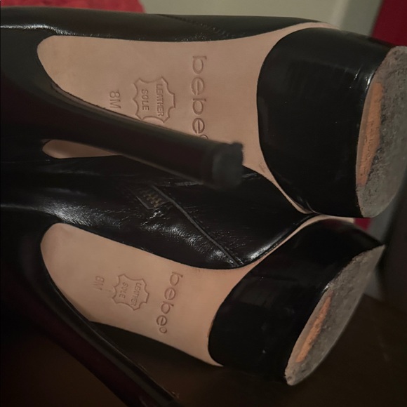 Bebe Glossy Black Heeled Boots size 8 - Picture 7 of 14
